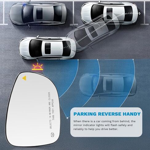 Right Passenger Side Mirror Glass W/blind Spot Detection Compatible with 2017-2024 Chrysler Pacifica, 2020-2024 Voyager Replacement Rear View Power Heated Mirror Glass 2 Pin 68318282AA in Kuwait