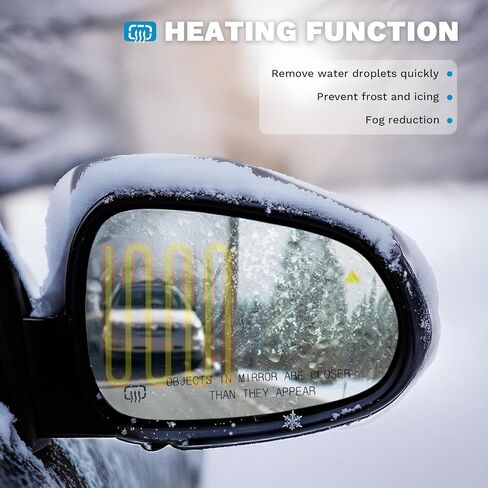 Right Passenger Side Mirror Glass W/blind Spot Detection Compatible with 2017-2024 Chrysler Pacifica, 2020-2024 Voyager Replacement Rear View Power Heated Mirror Glass 2 Pin 68318282AA in Kuwait