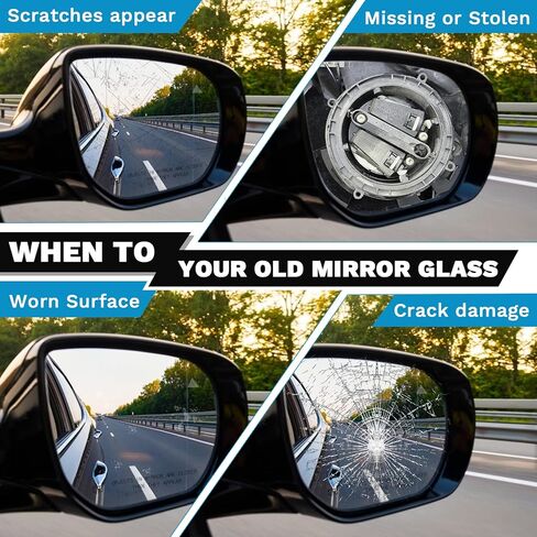 Right Passenger Side Mirror Glass W/blind Spot Detection Compatible with 2017-2024 Chrysler Pacifica, 2020-2024 Voyager Replacement Rear View Power Heated Mirror Glass 2 Pin 68318282AA in Kuwait