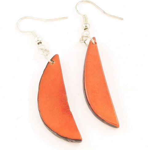 Dark Blue Earrings of Tagua Nut, Eco Friendly Fair Trade Jewelry, Artisan Handmade Dangle Earrings in Saudi Arabia