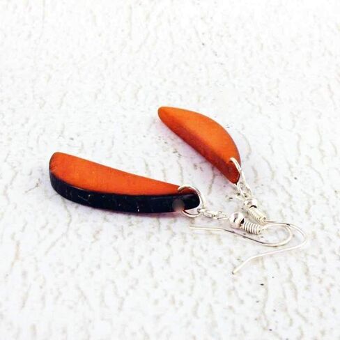 Dark Blue Earrings of Tagua Nut, Eco Friendly Fair Trade Jewelry, Artisan Handmade Dangle Earrings in Saudi Arabia