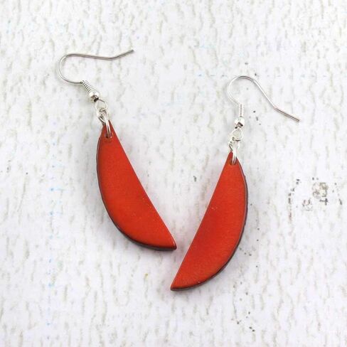 Dark Blue Earrings of Tagua Nut, Eco Friendly Fair Trade Jewelry, Artisan Handmade Dangle Earrings in Saudi Arabia