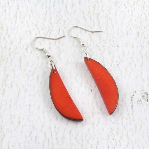 Dark Blue Earrings of Tagua Nut, Eco Friendly Fair Trade Jewelry, Artisan Handmade Dangle Earrings in Saudi Arabia