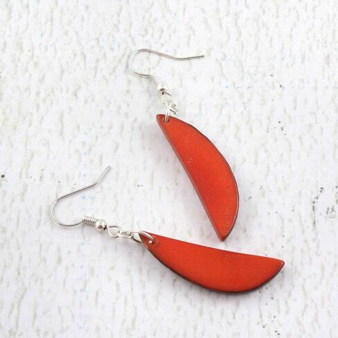 Dark Blue Earrings of Tagua Nut, Eco Friendly Fair Trade Jewelry, Artisan Handmade Dangle Earrings in Saudi Arabia