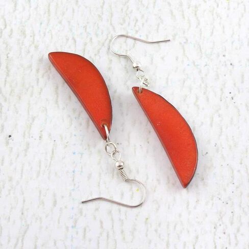 Dark Blue Earrings of Tagua Nut, Eco Friendly Fair Trade Jewelry, Artisan Handmade Dangle Earrings in Saudi Arabia