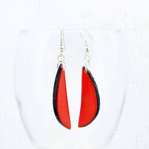 Dark Blue Earrings of Tagua Nut, Eco Friendly Fair Trade Jewelry, Artisan Handmade Dangle Earrings in Saudi Arabia
