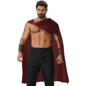 LMYOVE Spartan Warrior Cape Costume for Men Medieval Roman Soldier Gladiator Cloak for Historical Halloween Role Play Party