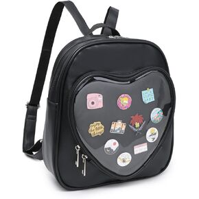 RAINBOW SMILE Ita Bag Backpack Heart Shaped Purse JK Uniform Black Pin Display Backpack for Anime Pins Display