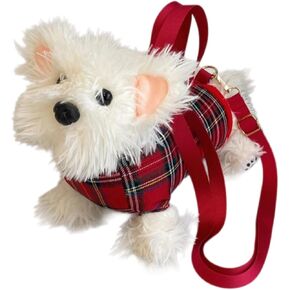 Dog Plush Crossbody Bag for Women Cute Furry Fuzzy Dog Purse Small Backpack Western Highlands Kawaii Stuffed Animal Bag
