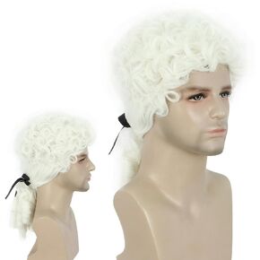 karlery George Washington Judge Colonial Wig Man Curly White Halloween Costume Cosplay Wig