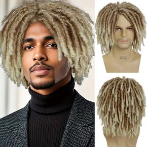 GNIMEGIL القصير المخفوفات المزيفة المزيفة الباروكات للرجال dreadlock wig Ombre Aubre Crochet Twist lco wig wig 14 agees African African African Afro على الطراز الاصطناعي زي الروك Rasta cosplay t1b/350 color