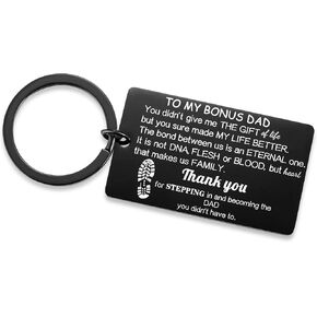 Ralukiia Step Dad Keychain Bonus Bonus Dad Wallet Card عيد ميلاد عيد ميلاد عيد الميلاد يوم هدية الأب الإضافية لابن من ابنة