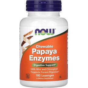 الآن الأطعمة - إنزيمات البابايا القابلة للمضغ ، 180 lozenges