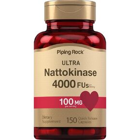 أنابيب روك ناتوكيناز ملحق 4000 فو | 100mg | 150 كبسولات | غير المعدلة وراثيا ، خالية من الغلوتين