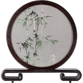 فن تطريز Ebherys، شاشة مستديرة مقاس 8 بوصات لسطح المكتب، تطريز يدوي نقي على حصيرة حريرية مؤطرة بإطار خشبي وينجي، ديكور مكتب على الطراز الصيني، هدايا خاصة (رافعة) in Kuwait