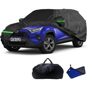 2025 Premium Custom Fit Car Cover for Toyota RAV4 2005-2025, Heavy Duty Waterproof All-Weather Protection UV, Rain, Snow & Hail Resistant Exterior Cover with Door Zipper & Soft Inner Cotton