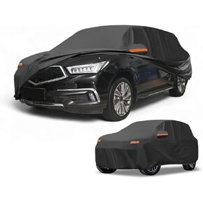 غطاء السيارة مقاوم للماء جميع حماية أمطار الشمس الغلاف الخارجي الكامل لأكورا MDX 190T-PU أسود مع السوستة الجانبية اليسرى