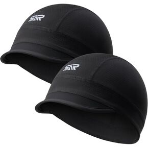 SUNMECI 2 Pcs Cooling Skull Cap for Men,Cycling Cap Helmet Liner with Sun Visor for Running Bike Hard Hat Liner in Kuwait