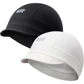 Sunmeci 2 PCS Cooling Skull Cap للرجال ، وبطانة خوذة Cycling Cap مع Sun Visor لتشغيل Bike Hard Hat Liner