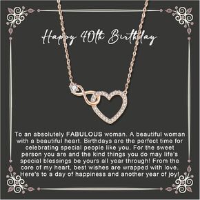 Birthday Day Necklace Gift for Girls Wife Mom Happy Sweet 10th 16th 40th Necklace with Warm Words Card Jewelry Box, Blue Birthstone Silver Love Heart Knot Zirconia Pendant for Women Birthday Xmas Gift