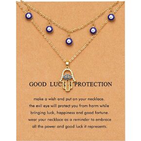 RZKING Layered Necklace for Women, Dainty 14K Gold Evil Eye, Sun Moon Stars, Starfish, Choker Pendant Necklace for Best Friend, Birthday, Thank's Giving, Christmas, Inspirational Gifts for Women in Kuwait