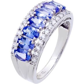 1Ct Genuine Tanzanite, Morganite, or Aquamarine Oval Shape Gemstone Band Ring | 925 Sterling Silver | Gemstone Rings for Women | Hidden Gems Jewelry | Size 5-10