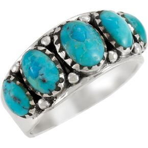 Turquoise Ring Sterling Silver 925 Genuine Gemstones Size 6 to 11