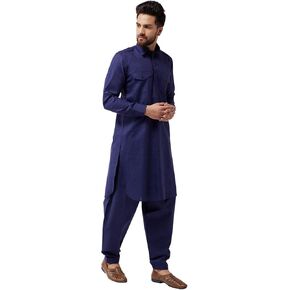 Men's Cotton Pathani Kurta Salwar Set, 80% Cotton, 20% Linen