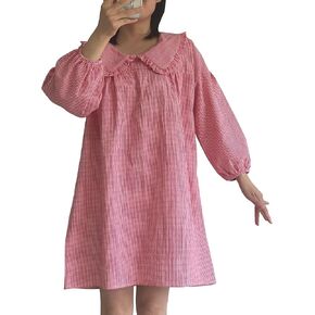 2025 Babydoll للسيدات 3/4 نفخة منتفخة مصغرة فستان من طوق دمية طوق فضفاضة للنساء