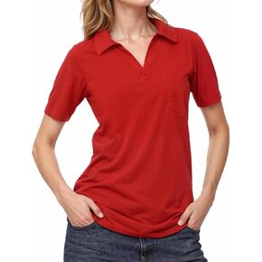 Decrum Pocket Polo Shirts for Women - Business Casual Trendy Collared Short Sleeve T Shirt