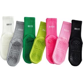7 Pairs Women's Athletic Socks Yoga Socks Fitness Deadlift Dance pilates Girl's Gym Non slip Floor Sports Cotton