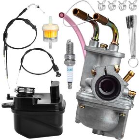 BlueStars PW50 Carburetor Kit - Compatible with Yamaha PW50 (Y-Zinger Peewee 1981–2009) Motorcycle - Includes Air Filter, Fuel Filter, Choke Cable, Throttle Cable, Spark Plug