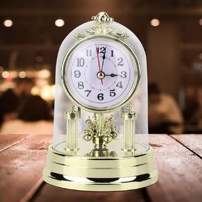 Vintage Table Clock - European Retro - Silent Desktop Clock - for Home, Office, Hotel, Mall (Gold)