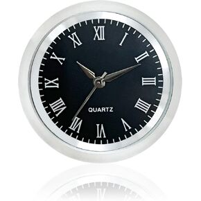 Mini Roman Numeral Desk Time Dial 37 mm, Quartz Round Insert for 35 mm (1-3⁄8 inch) Hole, Button-Battery Powered, Ideal Replacement Part for DIY Craft, Clockmaker, Gift Project(Black)