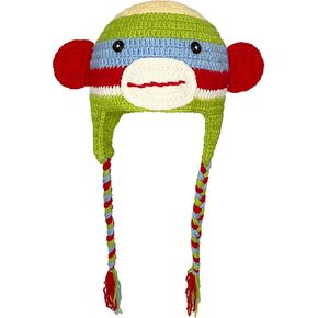 Sunone11hka Monkey Earmuff Beanie Handmade Skull Xmas Party Caps Caps Funny Stripe Hats Red