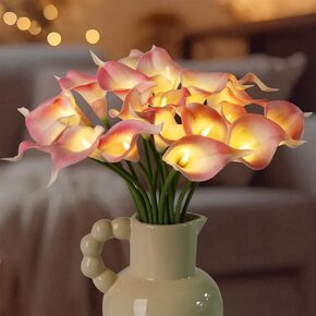 20pcs مصطنعة Calla Lily Bouquet مصباح فو Faux Floarl Light Light Real Touch Flower Light LED Calla Lily Fluged Flower Flower Flower Home Home Decore (Light Purple)