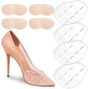 Metatarsal Pads Women Ball of Foot Cushions High Heel Inserts All Day Pain Relief and Comfort No Slip Heel Grips Liners Shoe Pads for Loose Shoe(Clear)