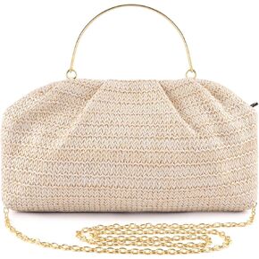 ERKOON Straw Clutch Purse Women, 2025 Summer Beach Crossbody Shoulder Handbag Boho Woven Envelope Cloud Dumpling Pouch Bag