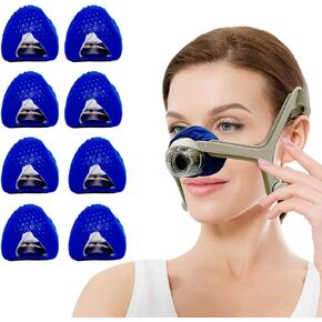 8 حزمة قناع CPAP الأنف CPAP مقاس واحد متوافق مع كل وسائد قناع الأنف N20. استمتع بالراحة الحريرية ، وتقليل احمرار الوجه وعلامات الضغط من أجل الراحة المعززة (الأزرق)