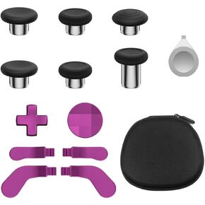 Metal Thumbsticks for Xbox Elite Series 2 Controller, 13 in 1 Accessories Replacement 6 Magnetic Joysticks 4 Paddles 2 D-Pads with 1 Adjuster Tool (Green + Orange)