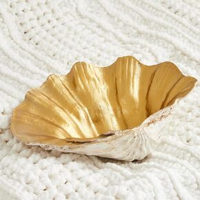 Artificial Seashell Decorative Bowl, Resin Clam Shell for Home Décor, Mediterranean Decoration for Children's Room, Candy and Fruit Decorative Bowl. (Small)