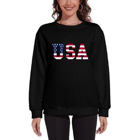 USA Pullover Sweatshirts for Women American Flag Sweaters Patriotic T shirt 4th of July Tee Tops Fall Winter Outfits