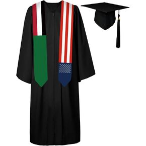 72 Inch Sudan Flag and USA Flag Graduation Sash Unisex Adults Graduation Stole Scarf International Class of 2025 (Not Include Baccalaureate Gown and Hat)