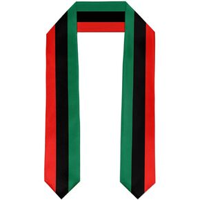 Pan African Flag Graduation Stole Satin Stole Scarf for Study Aboard International Students 72" Length