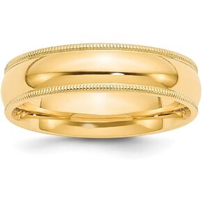 Men's Solid 14k Yellow Gold 6mm Milgrain Comfort Fit Wedding Band Ring Size 10.5