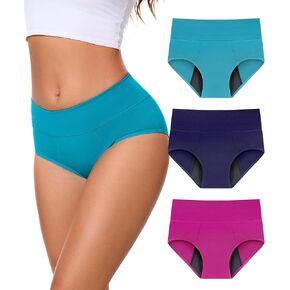 Incontinence Underwear for Women, 100ML Period High Waisted Leakproof Washable Protective Briefs for Postpartum Bladder Leak Cotton, 3 Pack (Large, Multicolor01)