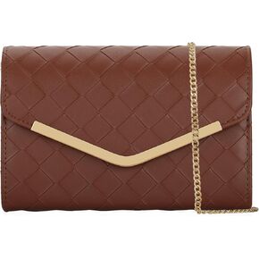 Womens Woven Evening Bag Faux Leather Crossbody Clutch Purse Envelope Handbag for Wedding Prom Party