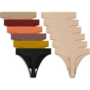 GRANKEE Women's Breathable Seamless Thong Panties No Show Underwear 12Pack (KPY SKIN L)