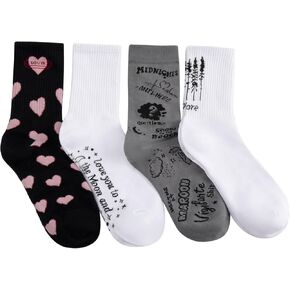 جوارب Yuoos Womens Soft Cotton - ألبوم مغني مستوحى من الجوارب الطويلة للفتيات والمشجعين