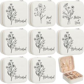 8 Pcs Bridesmaid Proposal Jewelry Gifts Boxes Bridesmaid Maid of Honor Matron of Honor Wildflower Travel Jewelry Case Box for Women Wedding Gifts in Saudi Arabia